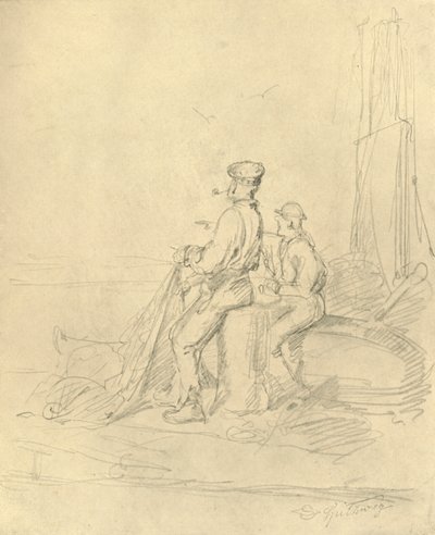 En la playa, mediados-finales del siglo XIX, c. 1924 de Carl Spitzweg