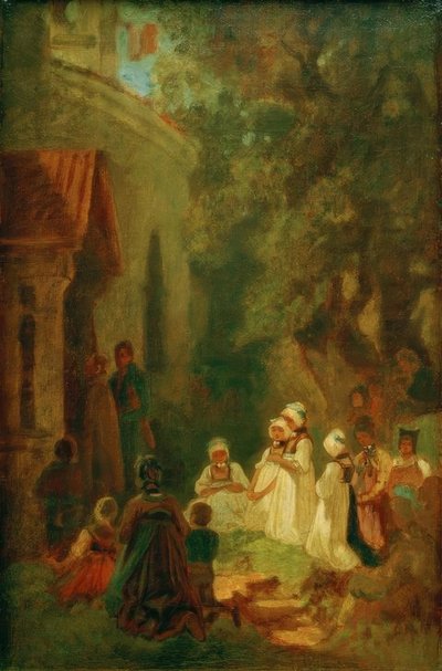 Devoción ante la capilla del bosque de Carl Spitzweg