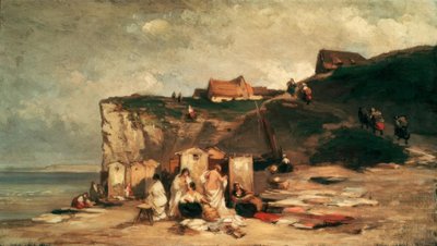 Mujeres bañándose en el mar cerca de Dieppe III de Carl Spitzweg