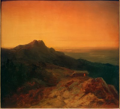 La Benediktenwand al atardecer de Carl Spitzweg