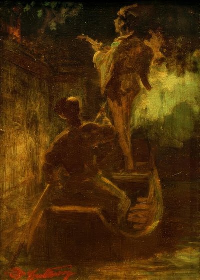Una serenata desde el bote de Carl Spitzweg