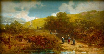 Camino a la iglesia en el campo de Carl Spitzweg
