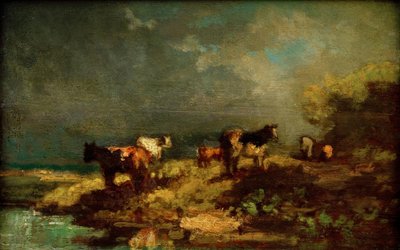 Vacas en el paisaje de Carl Spitzweg