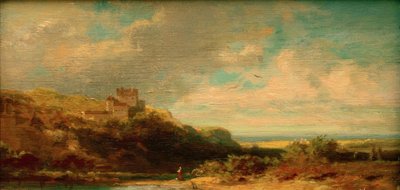 Paisaje con valle fluvial y castillo de Carl Spitzweg