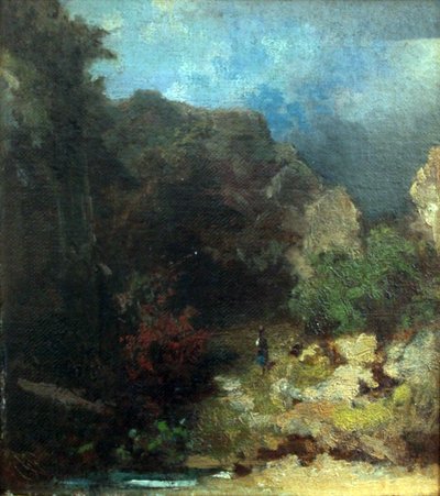 Paisaje con figura femenina de Carl Spitzweg