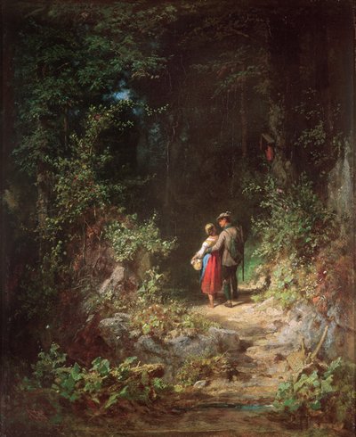 Amantes en un bosque de Carl Spitzweg