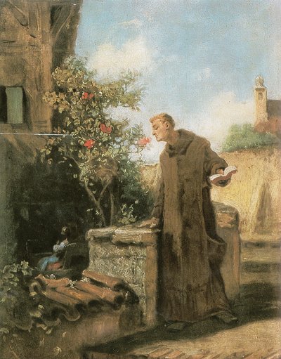 Monje oliendo una rosa de Carl Spitzweg