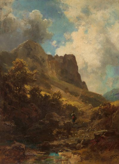 Valle del cañón con una lechera de Carl Spitzweg