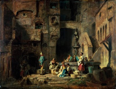 Lavanderas en la Fuente de Carl Spitzweg