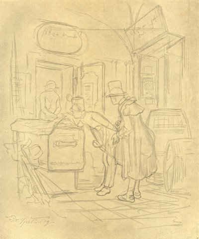 Zollvisitation I, mediados-finales del siglo XIX, c1924 de Carl Spitzweg
