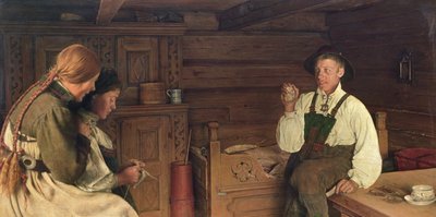 La artista de la tarjeta (óleo sobre lienzo) de Carl Sundt Hansen