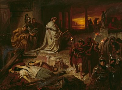 Nerón sobre las ruinas de Roma de Carl Theodor von Piloty