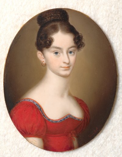 Retrato de una dama desconocida con vestido rojo de Carl Viertel
