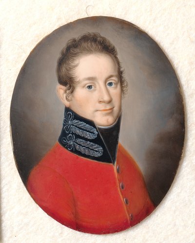 Retrato de un hombre desconocido con uniforme rojo de Carl Viertel