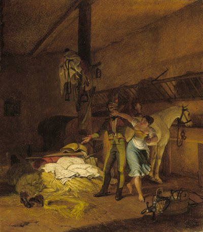 Un chevauxleger coquetea con una criada de Carl Wilhelm Freiherr von Heideck
