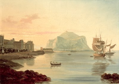 Puerto de Palermo con el Monte Pellegrino, 1831 de Carl Wilhelm Goetzloff