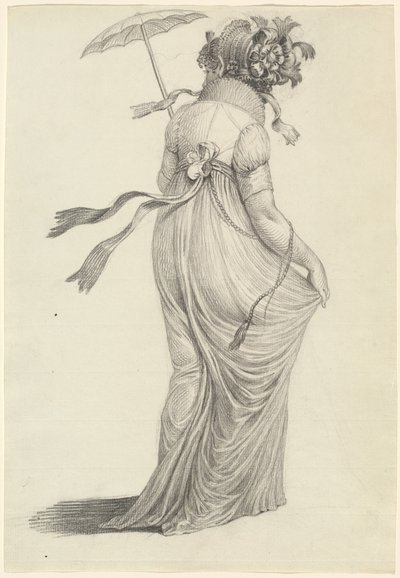 Una joven a la moda vista desde atrás de Carl Wilhelm Kolbe