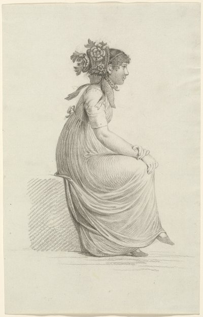 Joven sentada con sombrero de moda de Carl Wilhelm Kolbe
