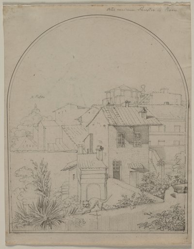 Vista desde mi ventana en Roma recto Soldado en un paisaje verso, c. 1817 de Carl Wilhelm Tischbein