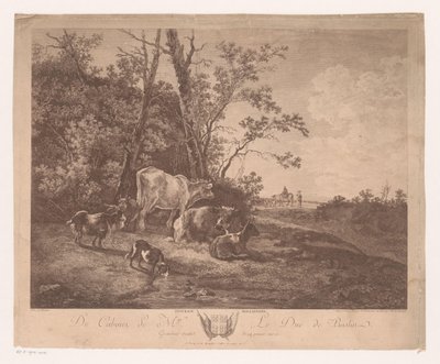 paisaje con ganado Paturage Hollandois (título sobre objeto) de Carl Wilhelm Weisbrod