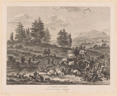 Vintage en un paisaje La pleine vendange (título sobre objeto) de Carl Wilhelm Weisbrod