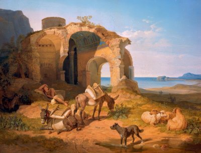 Paisaje con la ruina de una iglesia bizantina de Carl Wilhelm von Heideck