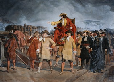 Ernst Rüdiger Graf Starhemberg inspecciona el trabajo de defensa en Löwelbastei (1683) de Carl Wurzinger
