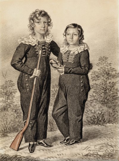 Retrato de Alexander y Alexei Dondukov-Korsakov, finales de 1820-principios de 1830 de Carl von Hampeln
