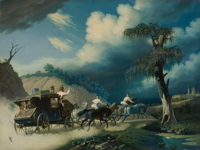 Troika durante una tormenta, 1830s de Carl von Hampeln