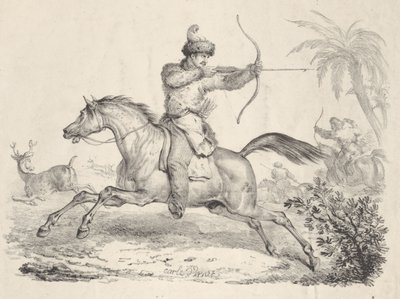 Cosacos a Caballo Cazando Ciervos, 1821-36 de Carle Vernet