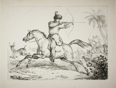 Arqueros calmucos cazando ciervos de Carle Vernet