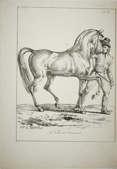 Guardia Real, caballero normando, no en traje completo, y caballo, No. 3 de Carle Vernet