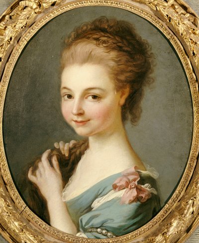 Una niña con vestido azul y cinta rosa de Carle van Loo