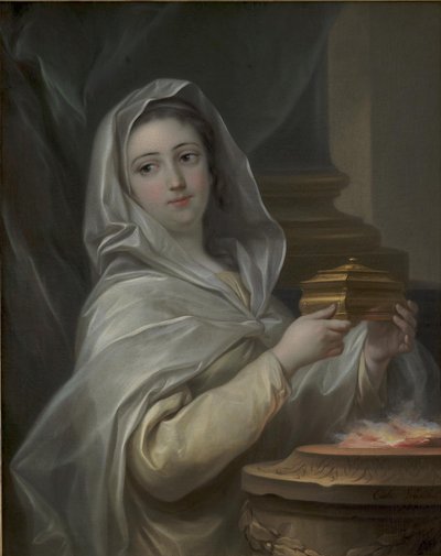 Una vestal. ¿Mujer retratada como una vestal? de Carle van Loo
