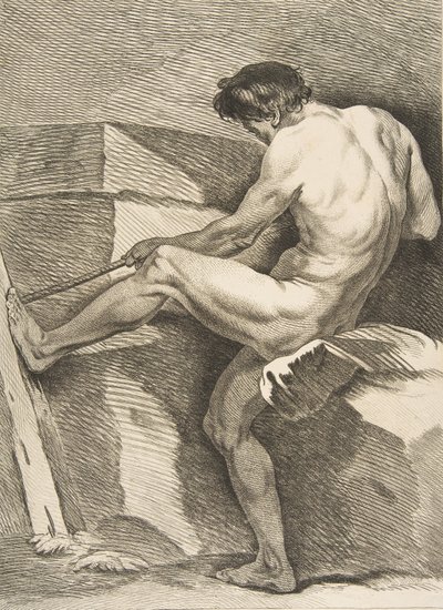 Académie: Hombre tirando de una cuerda de Carle van Loo