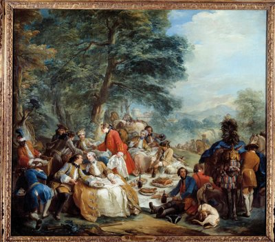 Parada de caza. Un picnic de nobles durante una partida de caza de Carle van Loo