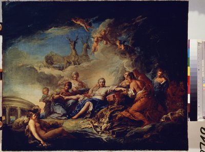 El descanso de Diana en la caza. Pintura de Carle Van Loo (1705-1765). Óleo sobre lienzo, 65 x 80,5 cm de Carle van Loo