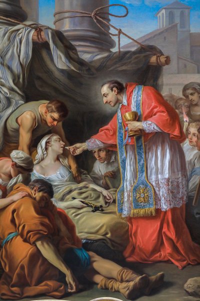 San Carlos Borromeo dando la comunión a los apestados de Carle van Loo