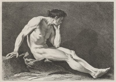 Hombre sentado con la cabeza en la mano de Carle van Loo