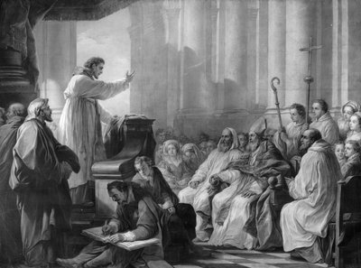 San Agustín predicando ante Valerio, Obispo de Hipona de Carle van Loo