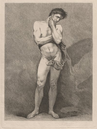 Hombre de pie en pose pensativa de Carle van Loo