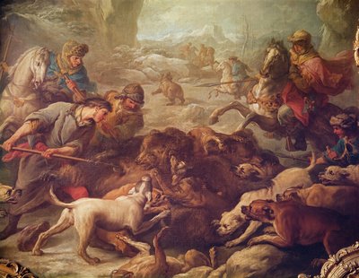 La caza del oso (óleo sobre lienzo) de Carle van Loo