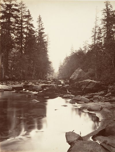 Río Merced, Yosemite, ca. 1872, impreso ca. 1876 de Carleton E. Watkins.