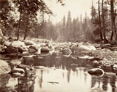 Río Merced, ca. 1872, impreso ca. 1876 de Carleton E. Watkins.