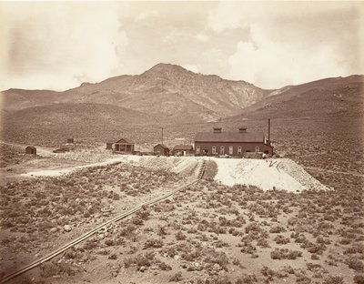 Edificios del Túnel Sutro, 1875, impreso ca. 1876 de Carleton Emmons Watkins