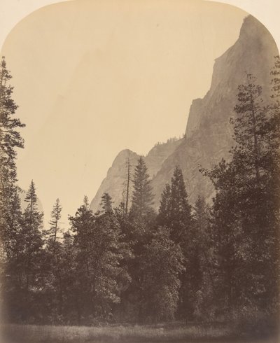 Vista de contorno de la Media Cúpula, 4967 pies, 1861 de Carleton Emmons Watkins