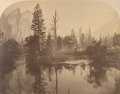 Vista del río hacia el valle, Roca de la Catedral a la izquierda, 1861 de Carleton Emmons Watkins