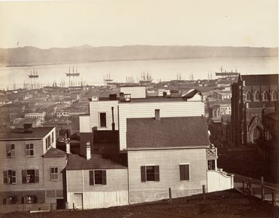 San Francisco, desde las calles California y Powell, 1864, impreso ca. 1876 de Carleton Emmons Watkins
