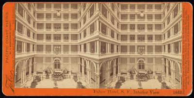 Hotel Palace, S.F., vista interior de Carleton Watkins