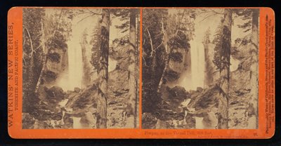 Piwyac, o la Cascada Vernal con poca agua, 300 pies, Valle de Yosemite, condado de Mariposa, Cal de Carleton Watkins